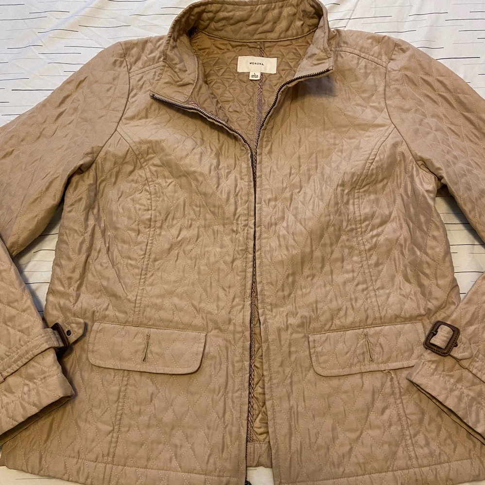 Merona Tan Utility Jacket with Quilted Design